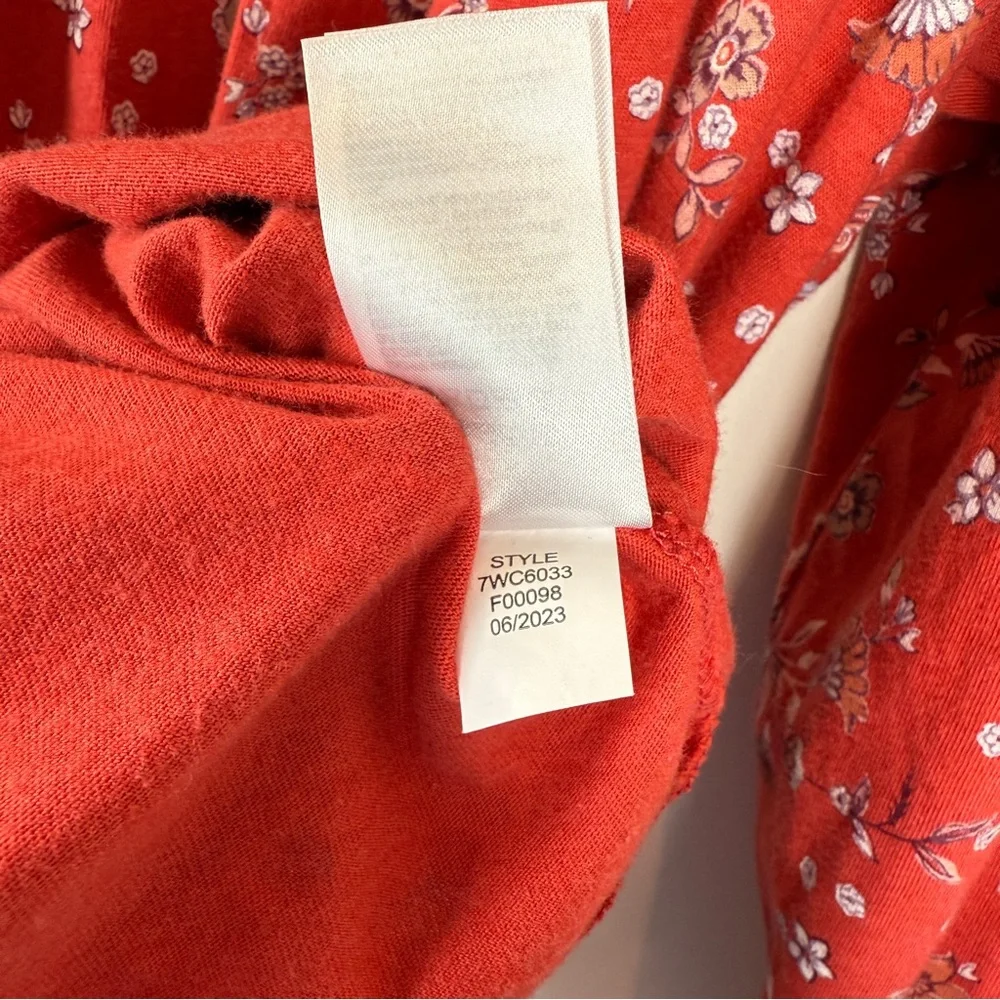 Lucky Brand Peasant Top Square Neck Long Sleeve Orange Floral XL - Picture 7 of 7